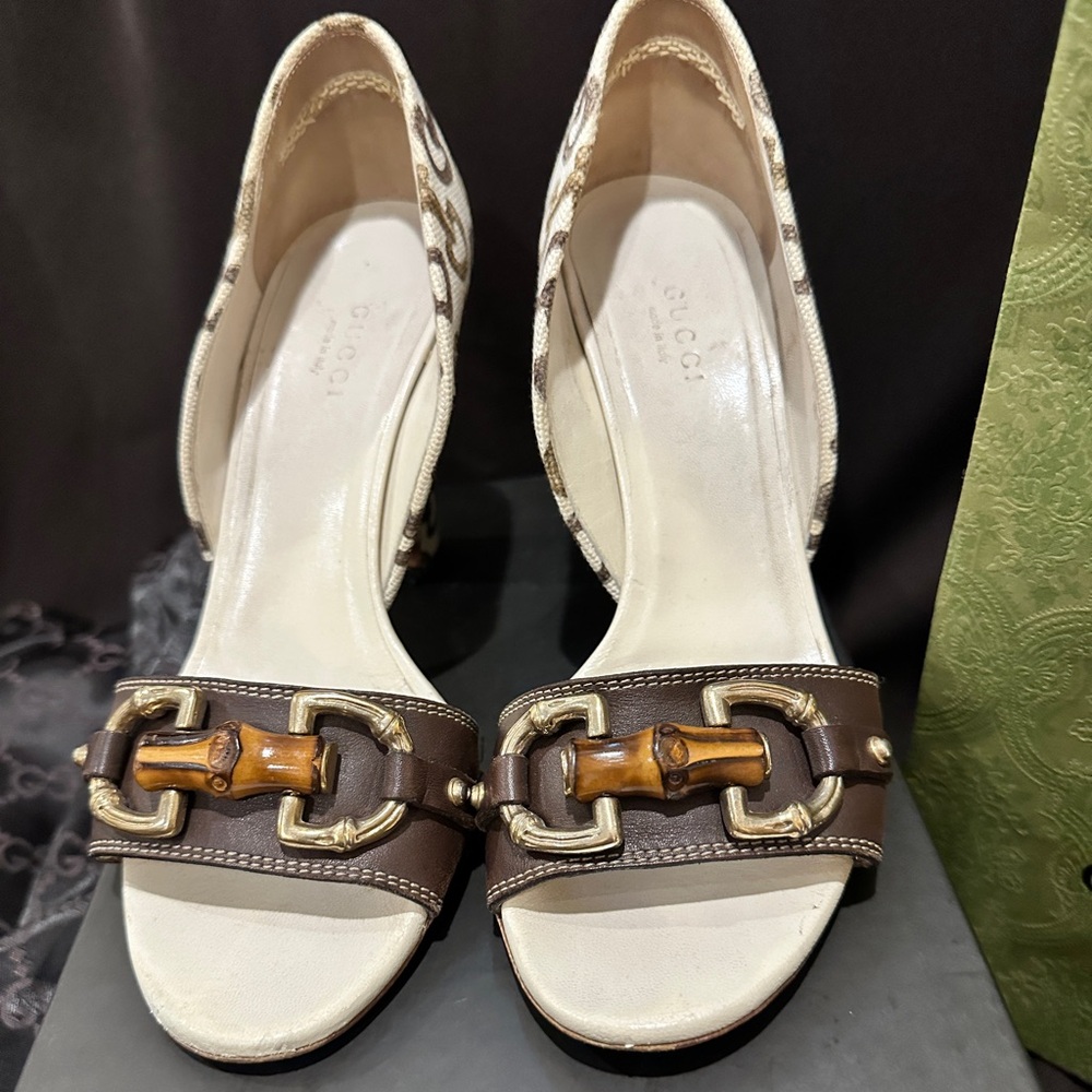 Gucci Brown and Cream Sandals
